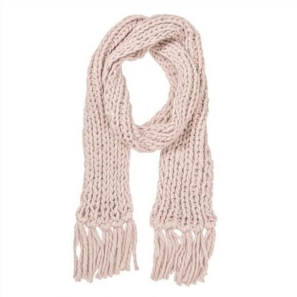 Marcus Adler Blush Pink Chunky Knit Scarf with Fringes Women's One‎ Size - Picture 1 of 4